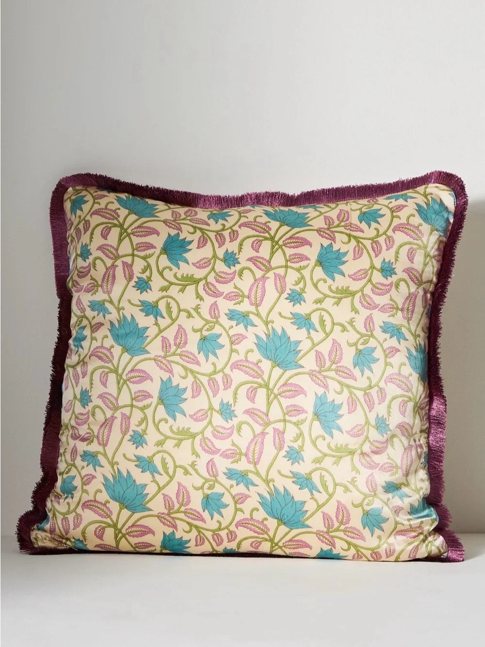 Anthropologie Silk Floral Throw Pillow Cover **READ Description**
